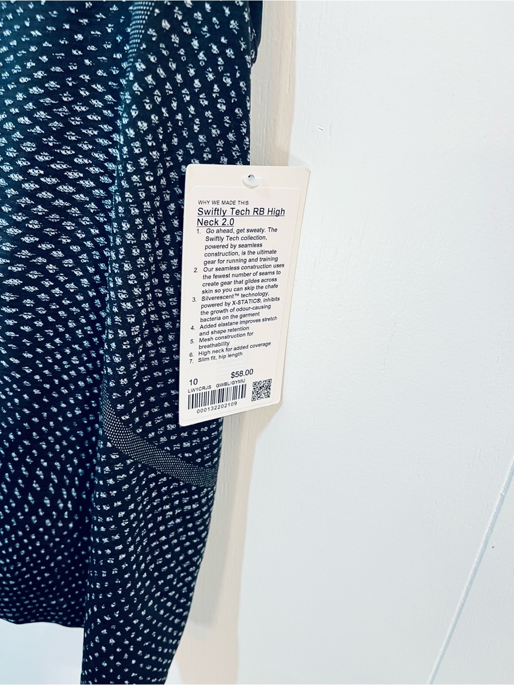 NWT lululemon black and White Micro Dot Swiftly Tank size 10 - Picture 7 of 10
